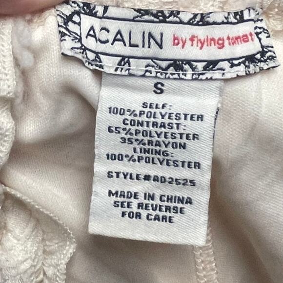 A Calin Maxi Dress Womens Small Cream Swiss Dot Pom-Pom Boho Feminine Elegant - Picture 6 of 11